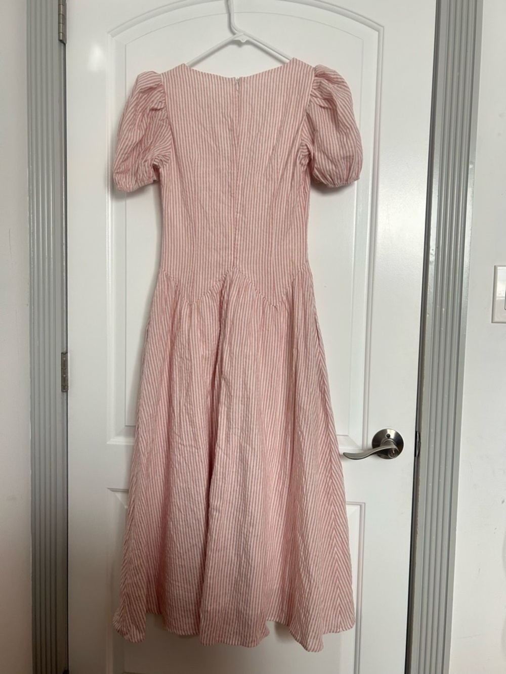 Henly Striped Puff-Sleeve Bow Midi Dress Size Xs Nwt Cottagecore Prairie Boho — image 3 of 8